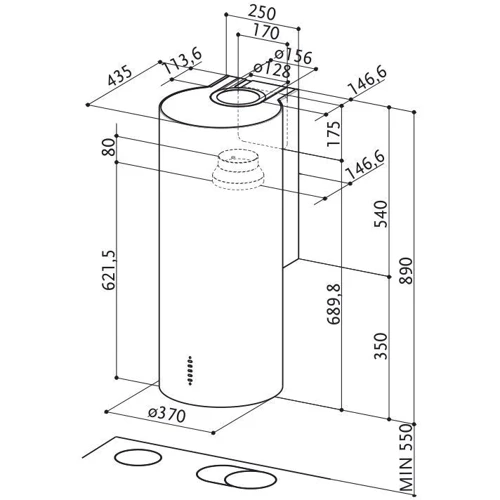 Вытяжка Faber Cylindra 2 Ev8 2El Xh890 (110.0332.307): Тип воздухоочистителя Рециркуляция, Отвод