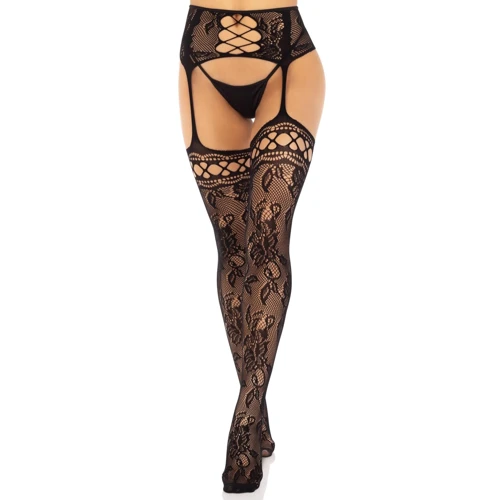 Колготки Leg Avenue French Rose Backseam Garter Belt Stockings Black One Size