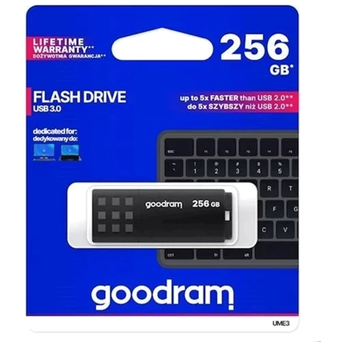 USB-флешка Goodram 256GB UME3 USB 3.2 Black (UME3-2560K0R11): Объем памяти 256 GB