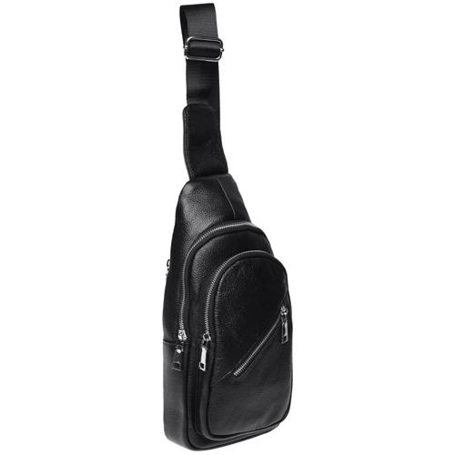 Чоловіча сумка-слінг Borsa Leather чорна (k16603-black): Матеріал Натуральна шкіра