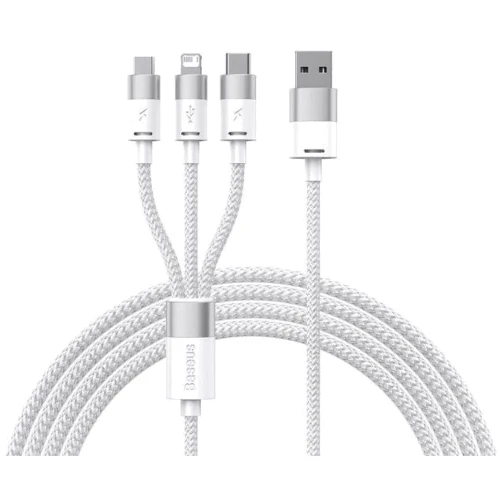 Кабель Baseus USB Cable to Lightning/microUSB/USB-C StarSpeed Fast Charging 3.5A 1.2m White (CAXS000002)