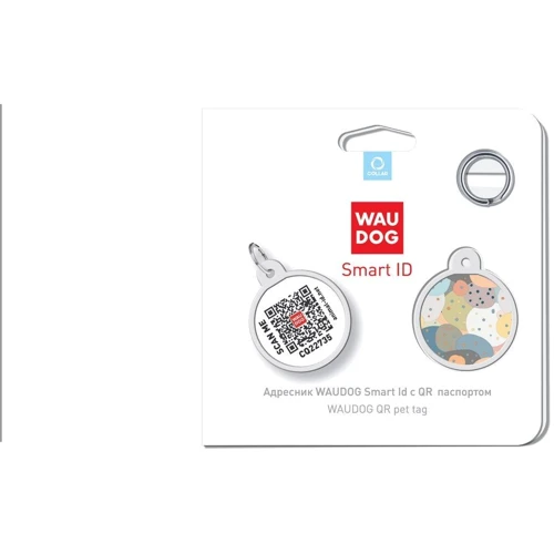Адресник металевий WAUDOG Smart ID з QR паспортом малюнок Абстракція 25 мм (0625-0219): Тип Аксессуары к ошейникам
