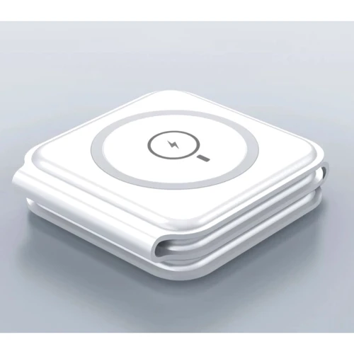 Зарядний пристрій WIWU Wireless Charger Foldable MagSafe 3in1 15W M6 White для iPhone 16 I 15 I 14 I 13 I 12 series, Apple Watch: Особливості Для Apple Watch, Швидка зарядка, MagSafe