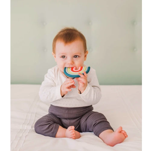 Прорезыватель Suavinex силиконовый с пузырьками STEP 1/розовый (401434)