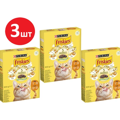 Сухой корм Friskies для котов с курицей и овощами 3х300 г (7613031868247)
