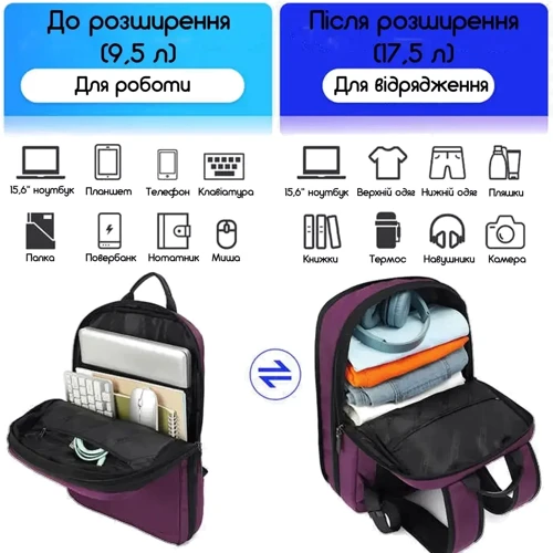 Сумка для ноутбуков Tigernu 15.6" T-B9013 Purple фото 12