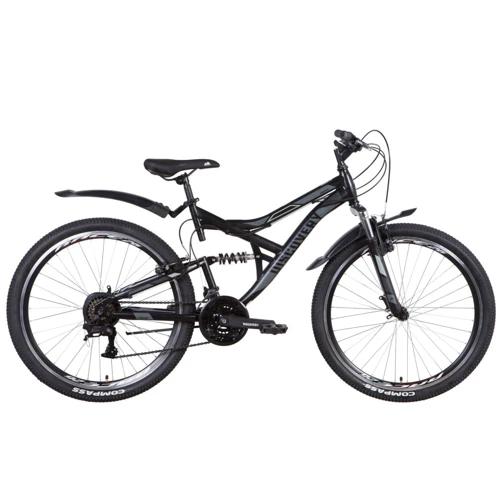 Велосипед Discovery CANYON AM2 Vbr с крылом Pl 2022 ST 26" черно-серый (OPS-DIS-26-448)