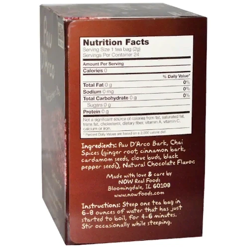 Now Foods Pau D'Arco Caffeine-Free 24 Tea Bags Чай с Пау Дарко 24 пакетика: Пол Унисекс