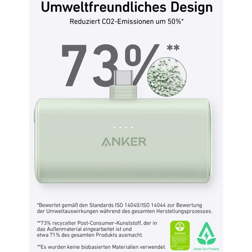 Внешний аккумулятор Anker Powerbank 5000mAh Nano 22,5W USB-C Ice Lake Blue: Особенности Индикатор заряда