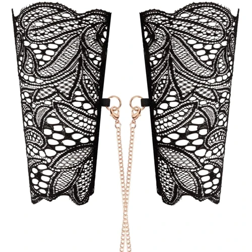 Кружевные наручники и воротник Rosy Gold - Lace Cuffs and Collar Black