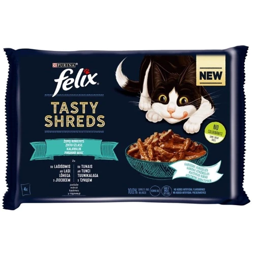 Вологий корм Felix Tasty Shreds набір консервів для кішок з лососем 2 шт з тунцем 2 шт мультипак 4штx80г (7613287650948): Тип Влажный корм