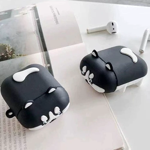 Чехол для наушников TPU Case Dogs Haski stands Black for Apple AirPods фото 4