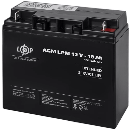 Аккумуляторная батарея LogicPower LPM 12V 18Ah, AGM (4133): Емкость, Ач 18