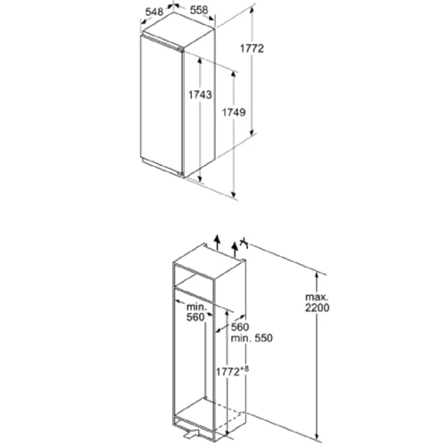 Вбудовуваний холодильник Bosch KIL82VFE0