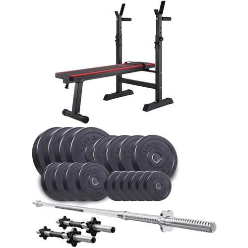 Скамья для жима и пресса Набор Elitum Titan 89кг со скамьей HS-1080 штангой и гантелями (00-G00000358)