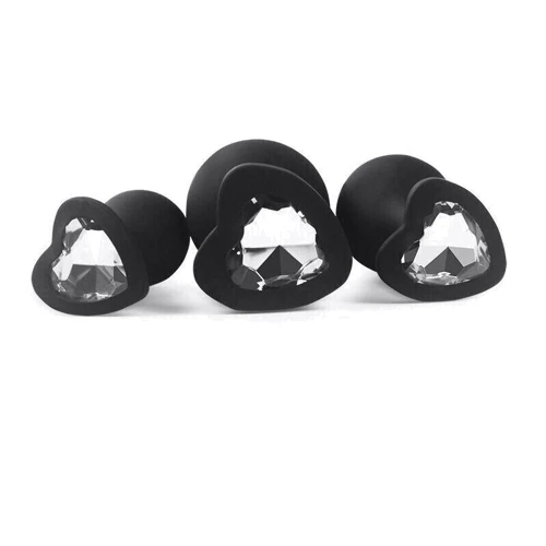 Комплект силіконових анальних пробок з кристалом SKN-KSIL-05 (S, M, L)