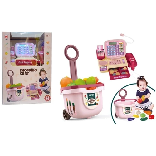 Детский игровой набор Продуктовая тележка и касса 22 детали (9955)