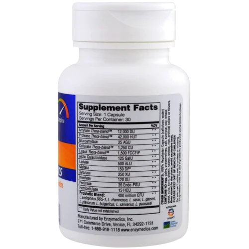 Enzymedica Digest + Probiotics Ферменты и пробиотики 30 капсул: Тип Пищеварительные ферменты