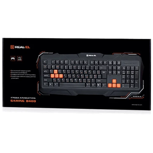 Клавиатура REAL-EL Gaming 8400 Black: Подключение проводное