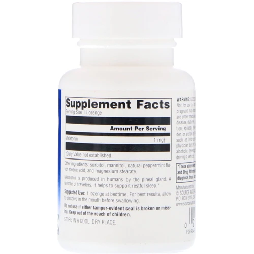 Source Naturals Melatonin,  Peppermint Flavor, 1,0 mg, 100 Lozenges: Тип Витамин A