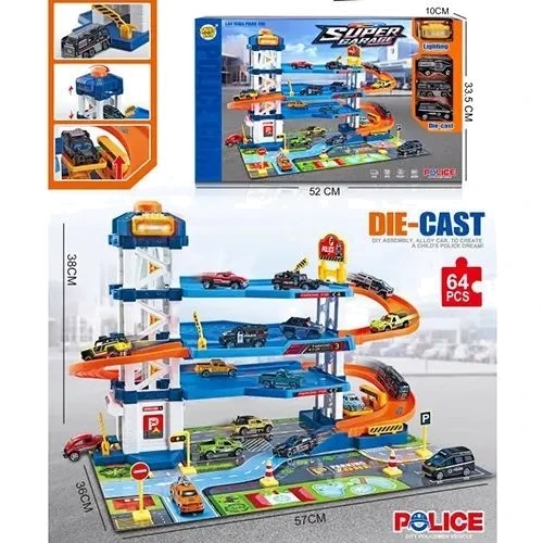 Гараж 4-этажный, 64 детали, машинки (MH-161)