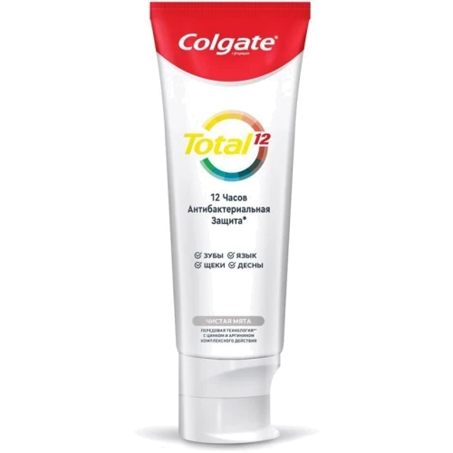 Colgate Зубная паста Total 12 Антибактериальная защита 125 мл: Назначение Чувствительные зубы, Чувствительные десна, Укрепление эмали, Ароматизация, Комплексная защита, От зу