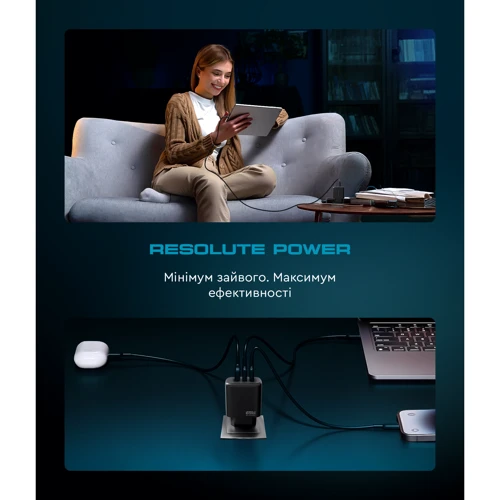 Зарядний пристрій ArmorStandart Wall Charger Resolute Power ARP-621 65W GaN Black (ARM70023) фото 10