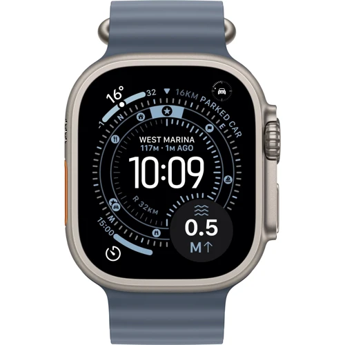 Apple Watch Ultra 3 GPS + Cellular 49mm Natural Titanium Case with Anchor Blue Ocean Band (MEWH4)