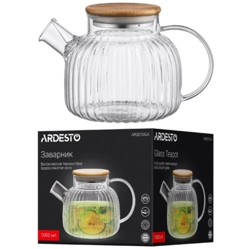 Заварник Ardesto Iceberg 1000 мл (AR3010GA): Материал Сталь, Стекло, Бамбук