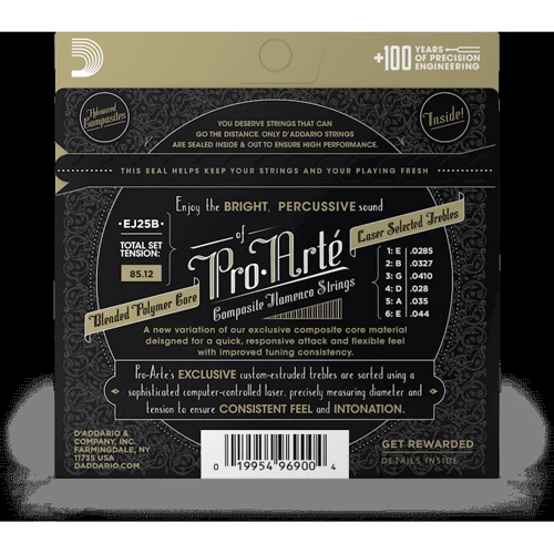 Струна для гитар Набор струн D'addario EJ25B Pro-Arte Composite Flamenco Nylon Black: Назначение Для классической гитары