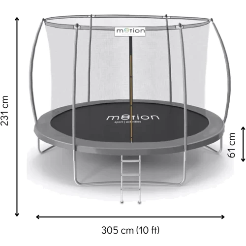 Батут Jumi Motion Sport Line Premium 10ft (305см) із внутрішньою сіткою сірий (5900410870840): Виробник Jumi