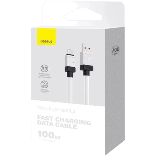 Кабель Baseus USB Cable to USB-C CoolPlay Series Fast Charging 100W 2m White (CAKW000702) фото 6