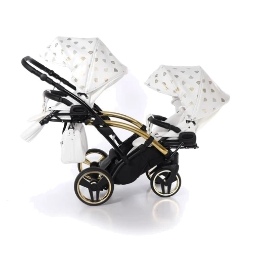 Универсальная коляска для двойни 2 в 1 Junama Glow Duo Slim 02, белый с золотым (J-G-DUOs-02): Пол ребенка Унисекс