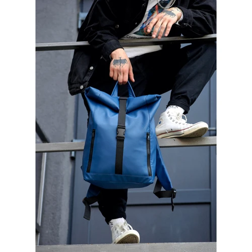 Чоловічий рюкзак Sambag RollTop One синій (24208016m): Фактура Матовая, Гладкая