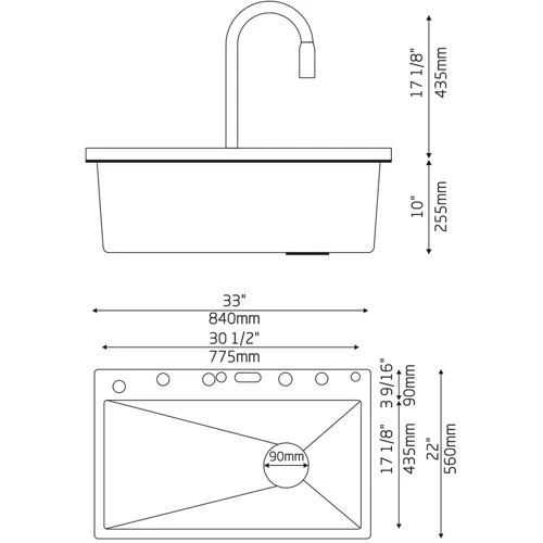 Кухонная мойка Lefton 33x22 Inch Waterfall Faucet Kitchen Sink with Digital Temperature Display & LED Lighting-KS2207L фото 13