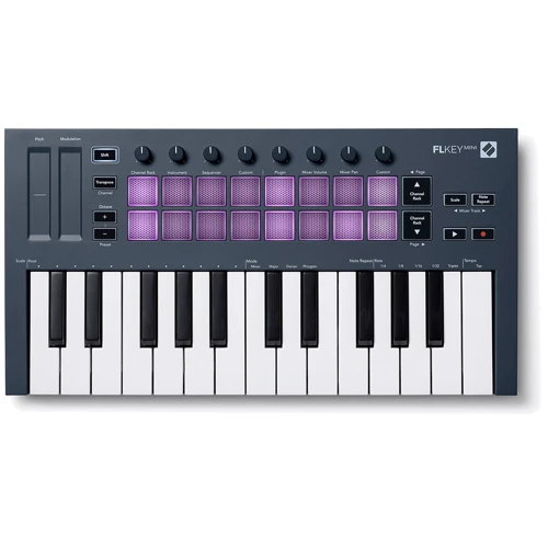 MIDI клавиатура NOVATION FLkey Mini: Размер клавиш Малоразмерные