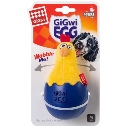 Игрушка для собак Цыпленок-неваляшка с пищалкой GiGwi Basic текстиль 14 см (75476) фото 2