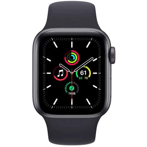 Apple Watch SE 40mm GPS+LTE Space Gray Aluminum Case with Midnight Sport Band (MKQQ3): Экран OLED LTPO (1000 кд/м²) с технологиями Retina / 324x394 пикселей / защитное стекло Ion-X повышенной п