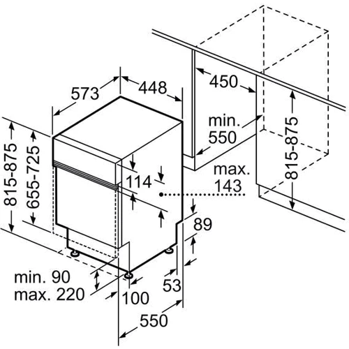 Встраиваемая посудомоечная машина Bosch SPI25CS03E: Размеры 81,5x44,8x57,3 см