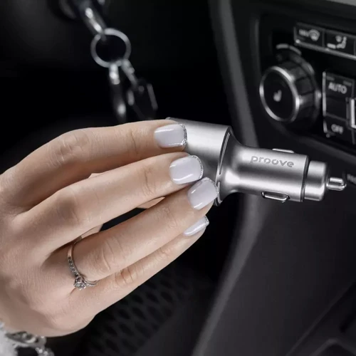 Зарядное устройство Proove Car Charger USB+USB-C+AUX FM Launcher Power Drive PD+QC3.0 30W Silver (FMPD30110006) фото 6