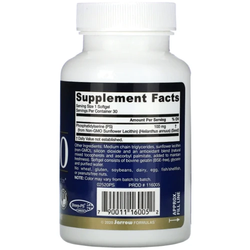 Jarrow Formulas PS100 Фосфатидилсерин 100 мг 30 капсул: Форма выпуска Капсулы