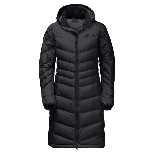 Пуховик Jack Wolfskin Selenium Coat 1202081-6000 40 черный зимний с капюшоном длинный