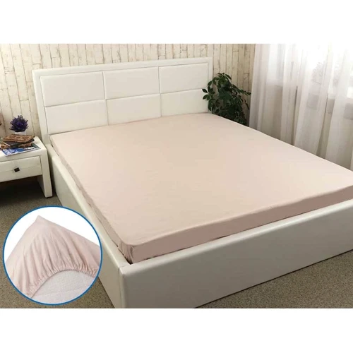 Простирадло на гумці Руно Beige бязь бежева 90х200 см (506.114У_Beige)
