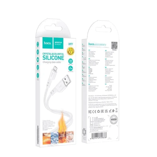 Кабель Hoco USB Cable to MicroUSB X97 Crystal 2.4A 1m White фото 3
