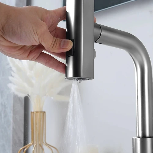 Смеситель для раковины Lefton Two-Handle Widespread Waterfall & Pull-Out Bathroom Faucet with Temperature Display-BFWS2401 Brushed Nickel: Длина излива, см 19