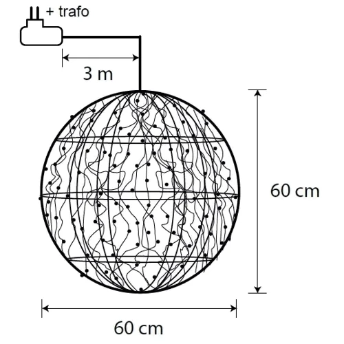 Шар декоративный серебристы мерцающий диам 60 см, 320 led Luca: Вид Шарики