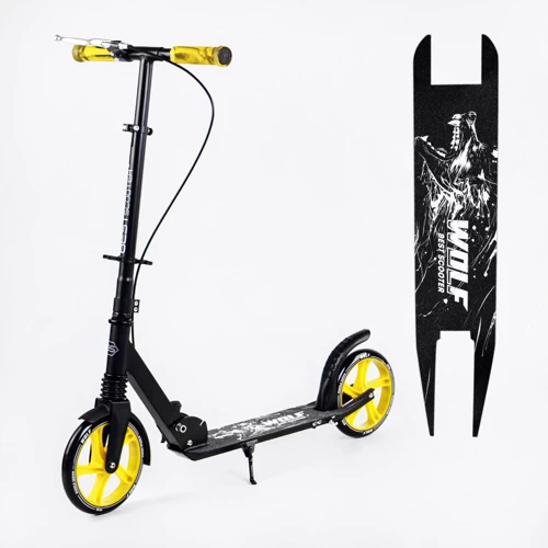 Двухколесный самокат Best Scooter Wolf Black and yellow (114195) фото 7