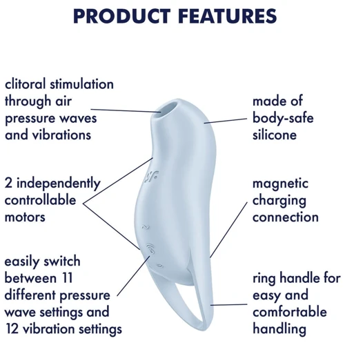 Вакуумный клиторальный стимулятор с вибрацией Satisfyer Pocket Pro 1 Blue