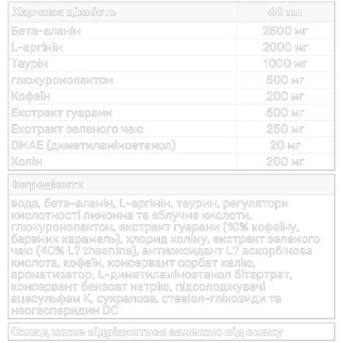 Энергетик Nutrend N1 Shot 60 ml / 1 serving / wild berry: Тип Энергетики
