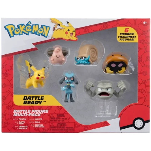 Набор игровых фигурок Pokemon W7 - Пикачу, Клеффа, Риолу, Геодуд, Оманайт, Кабуто (PKW3613)